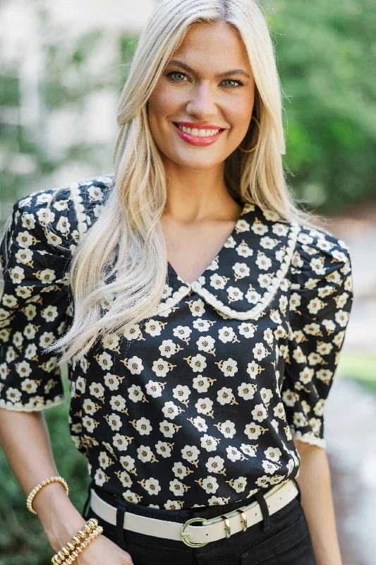 In Your Thoughts Black Floral Blouse