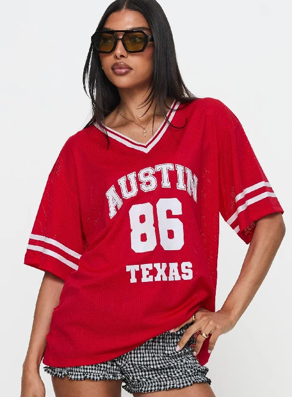 Austin Texas Sports Jersey Top Red