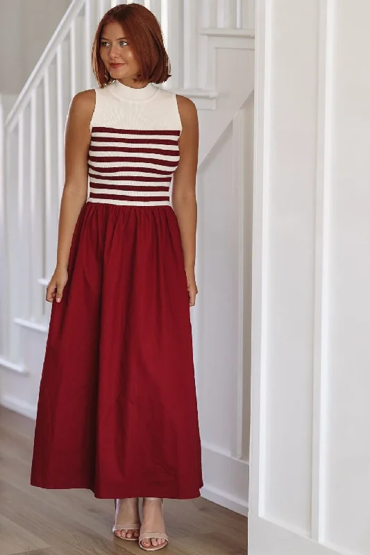 Admiring Classic Midi Dress - Burgundy