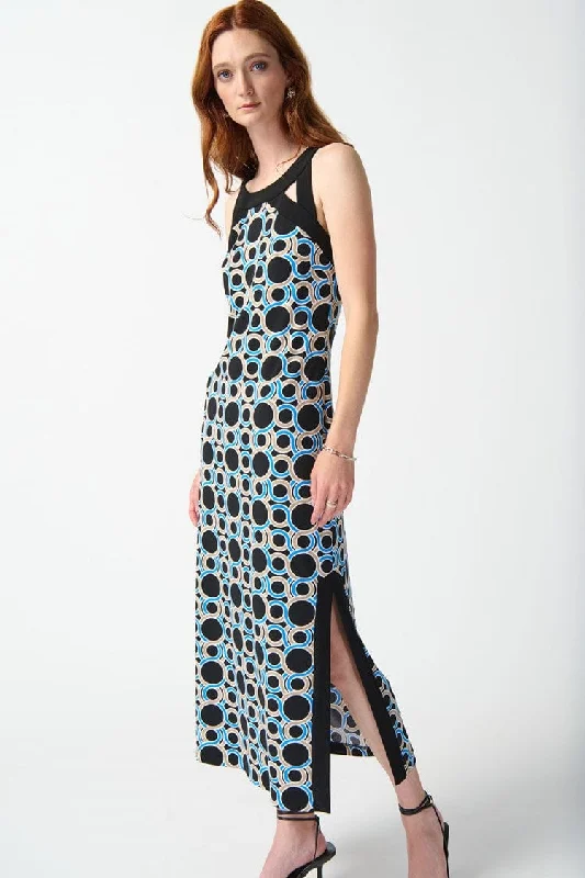 Joseph Ribkoff Silky Knit Geometric Print Maxi Dress - 242080