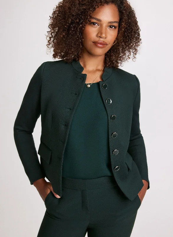 Stand Collar Button-Down Jacket